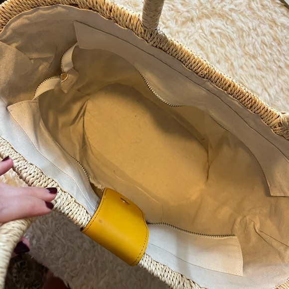 Yellow and Cream Woven Tote Bag - Picture 3 of 3